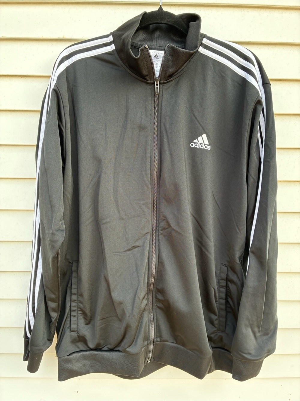 Adidas Men’s Black Track Jacket with White Stripes